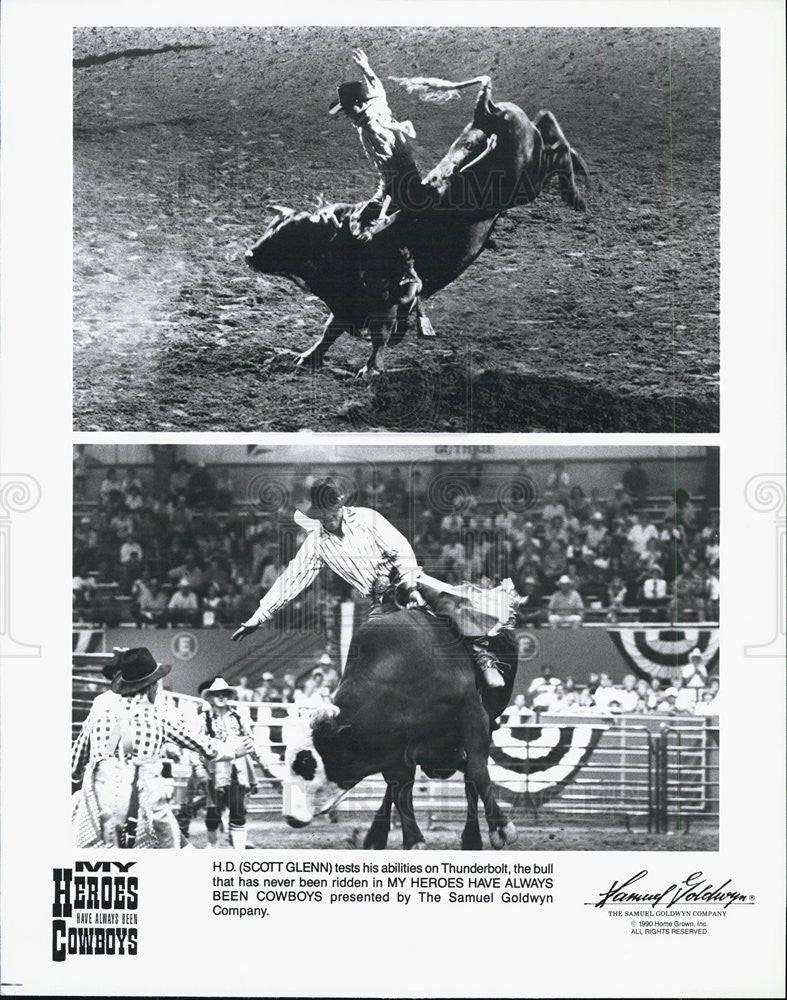 1990 Press Photo cast of &quot;MY HEROES HAVE ALWAYS BEEN COWBOYS&quot; - Historic Images