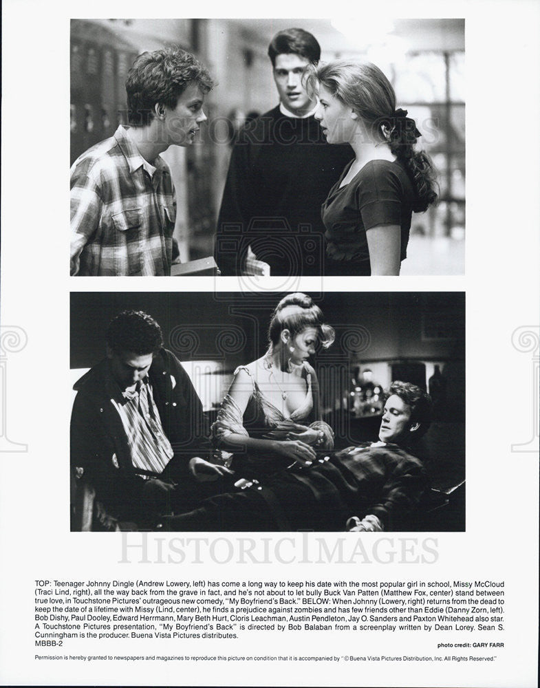 Press Photo Andrew Lowrey Traci Lind Matthew Fox MY BOYFRIEND&#39;S BACK - Historic Images