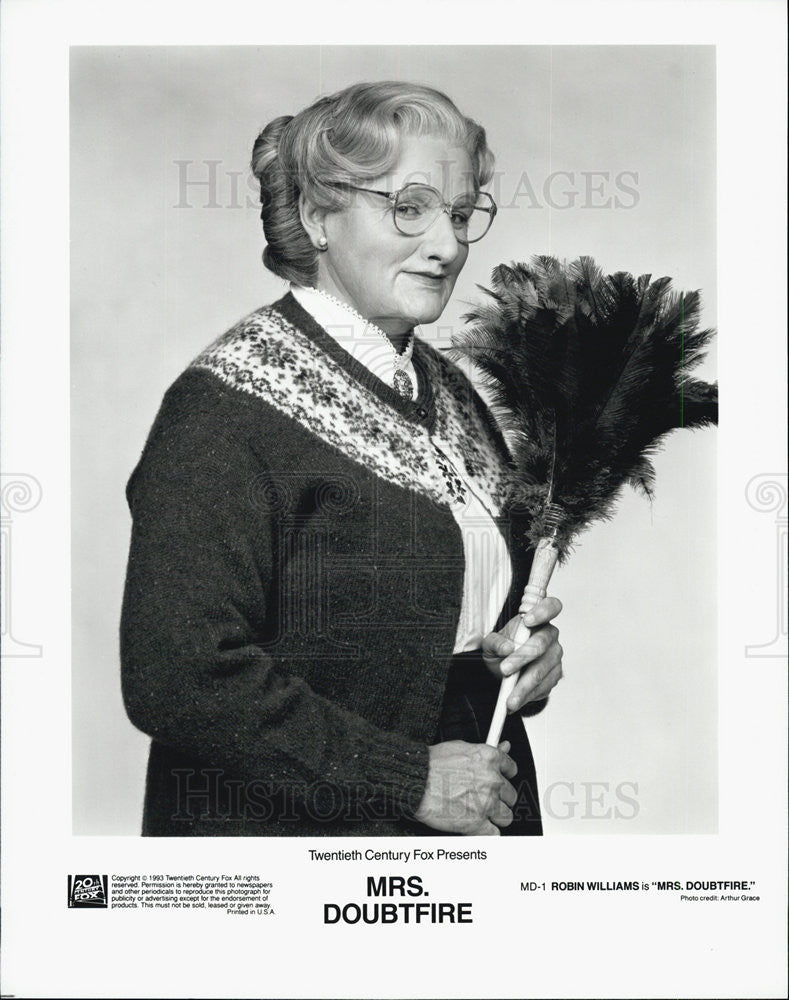 1993 Press Photo Robin Williams in &quot;Mrs Doubtfire&quot; - Historic Images