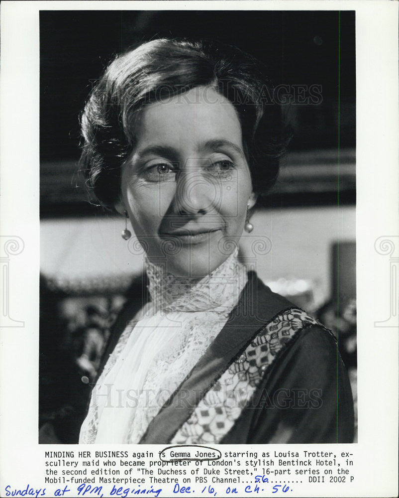1976 Press Photo of Gemma Jones in PBS series "The Duchess of Duke Street" - Historic Images