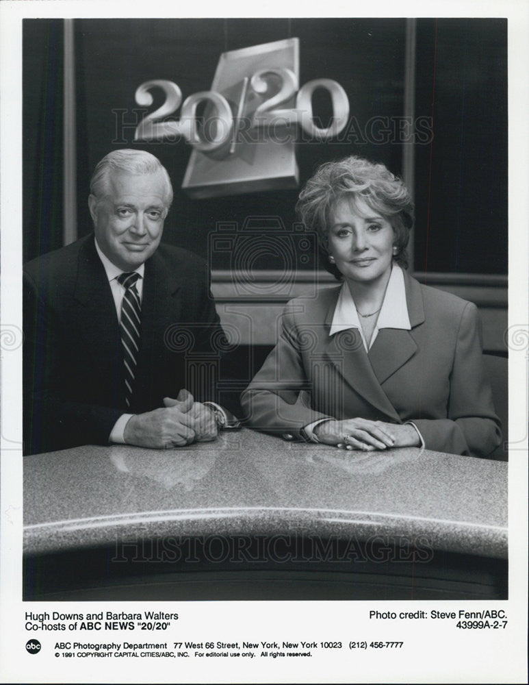 1991 Press Photo CoHosts Hugh Downs Barbara Walters - Historic Images
