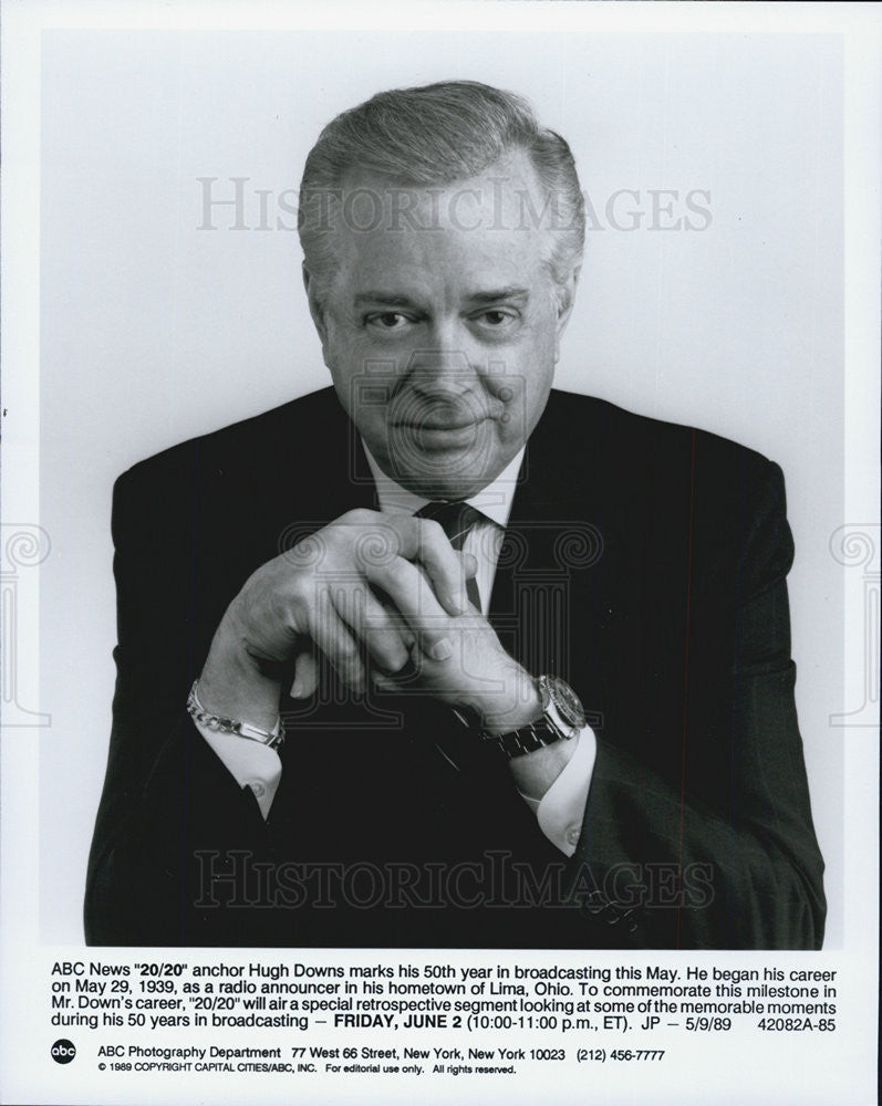 1989 Press Photo &quot;20/20&quot; Hugh Downs - Historic Images