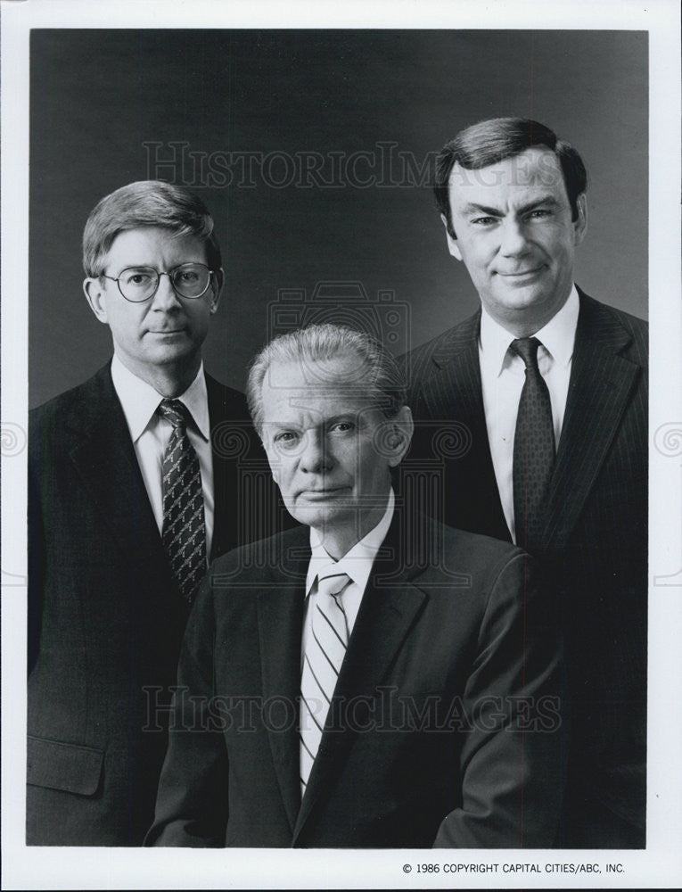 1986 Press Photo Anchor David Brinkley,Sam Donaldson, &amp; George Will - Historic Images