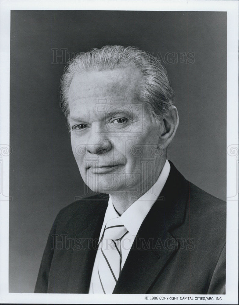 1986 Press Photo ABC News Anchor David Brinkley &quot;This Week With David Brinkley&quot; - Historic Images