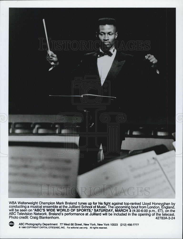 Press Photo Mark Breland WBA Welterweight Champion ABC&#39;S WIDE WORLD OF SPORTS - Historic Images