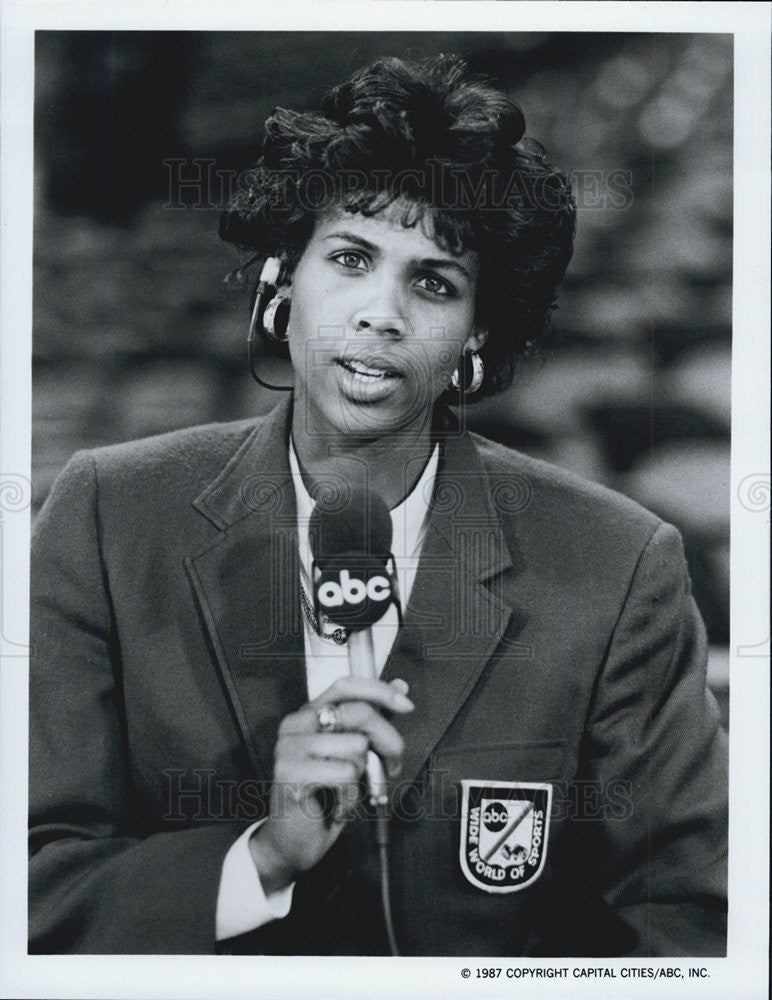 1987 Press Photo Cheryl Miller commentator for ABC&#39;s &quot;Wide World of Sptorts&quot; - Historic Images