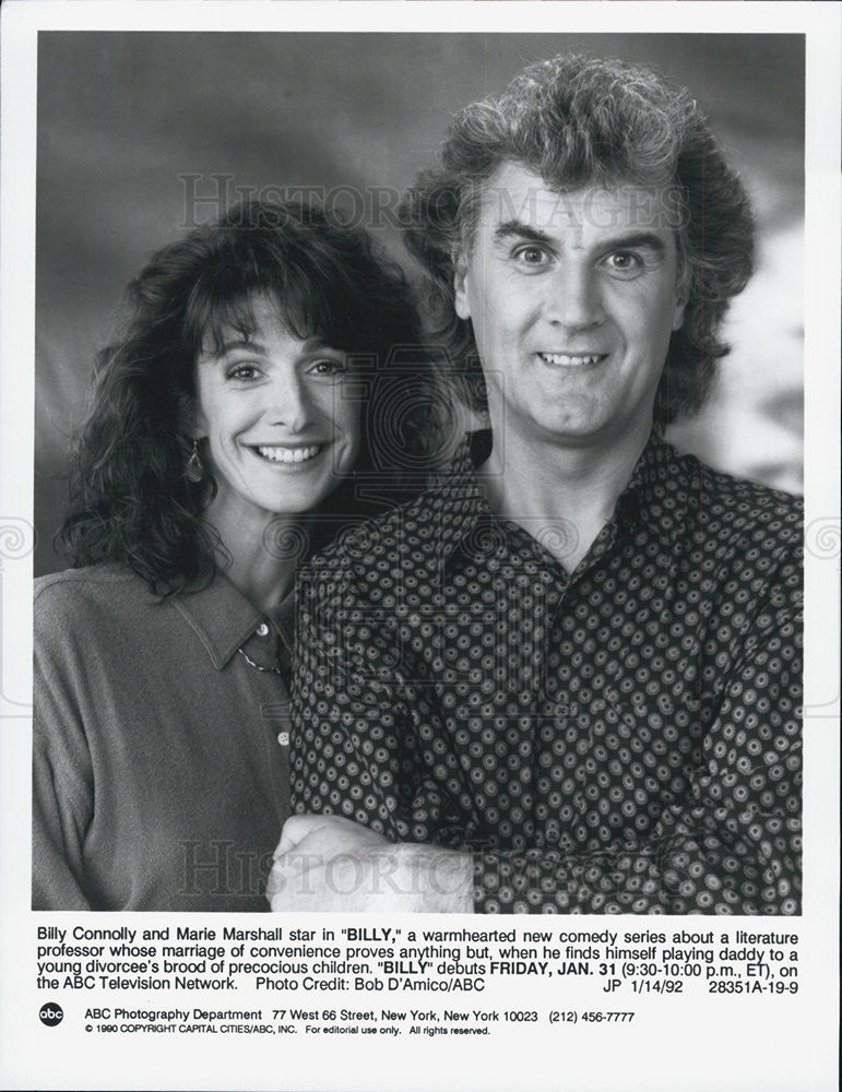 1992 Press Photo Billy Connolly &amp; Marie Marshall star in new comedy BIlly - Historic Images