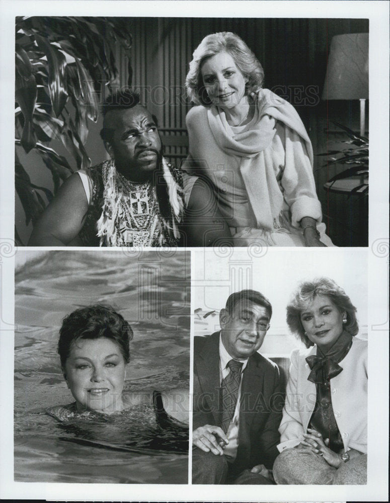 1984 Press Photo Mr. T, Howard Cosell, and Esther Williams with Barbara Walters - Historic Images