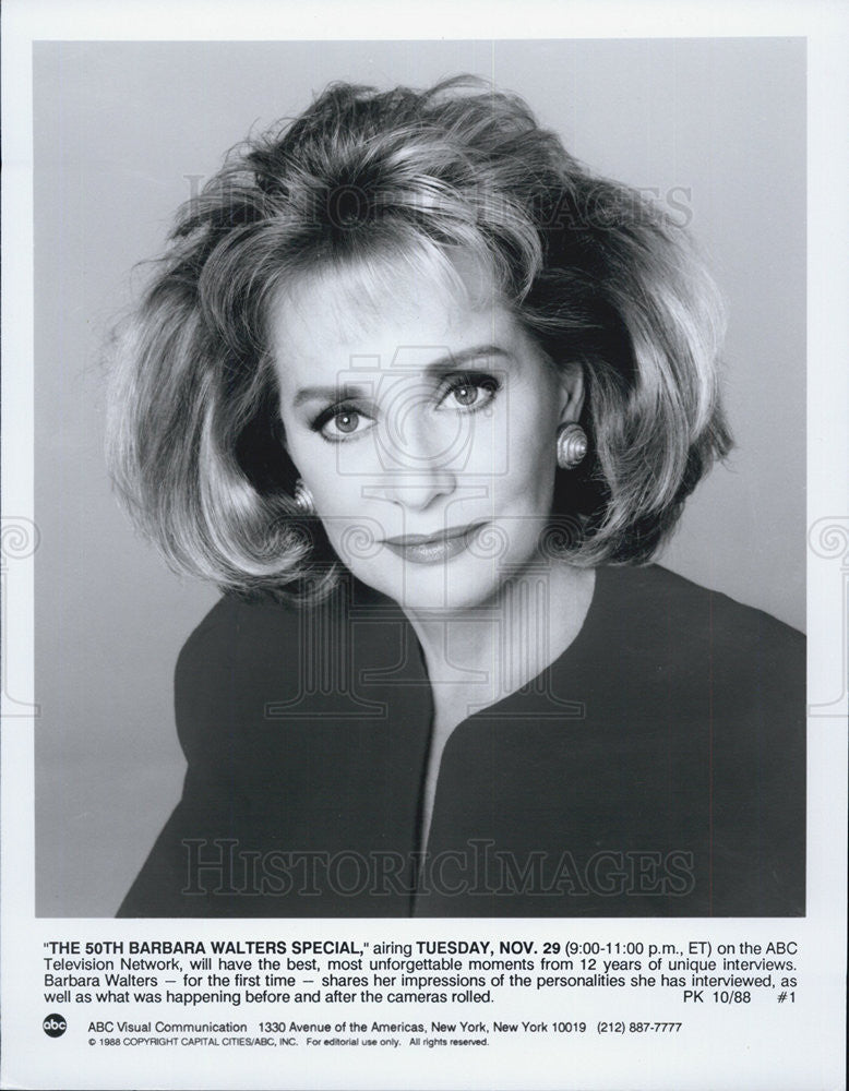1988 Press Photo "The 50th Barbara Walters Special" - Historic Images
