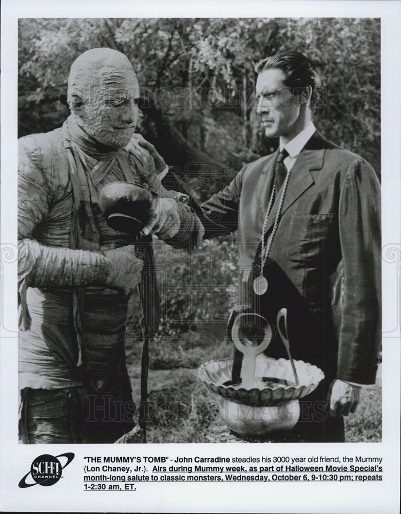 Press Photo Actors John Carradine And Lon Chaney Jr. Star In The Mummy&#39;s Tomb - Historic Images