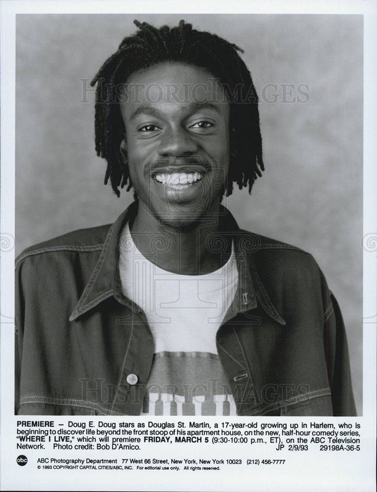 1993 Press Photo Actor Doug E. Doug Stars In ABC Television Show Where I Live - Historic Images