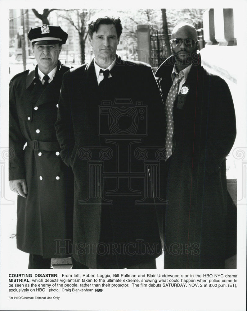 1996 Press Photo Robert Loggia, Bill Pullman, and Blair Underwood In &quot;Mistrial&quot; - Historic Images