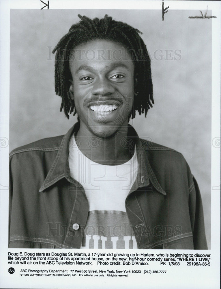 1993 Press Photo Actor Doug E. Doug Stars In ABC Television Show Where I Live - Historic Images