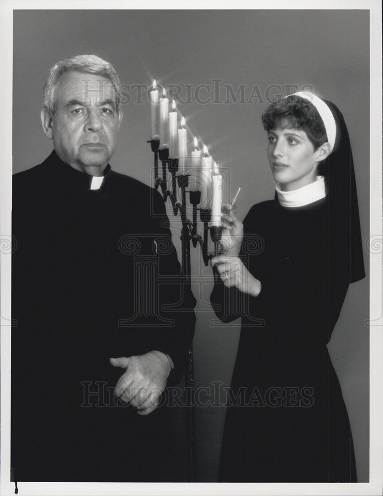 1989 Press Photo Tom Bosley Tracy Nelson FATHER DOWLING MYSTERIES - Historic Images