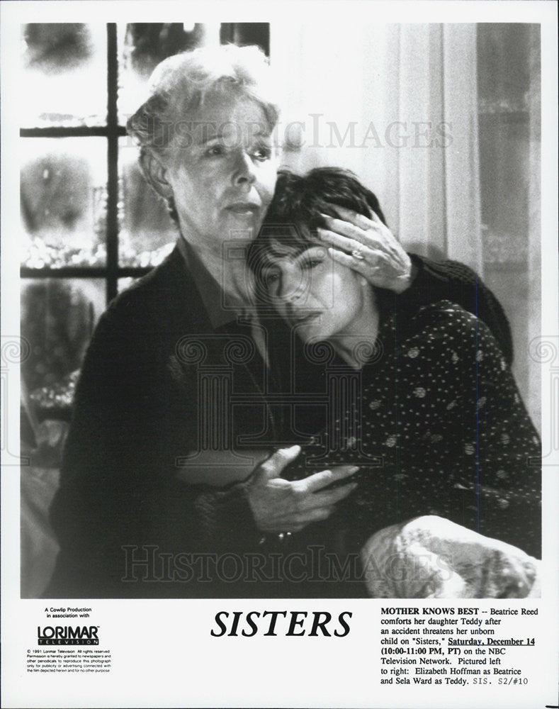 1991 Press Photo Sister Television show Actors Elizabeth Hoffman Sela ward - Historic Images