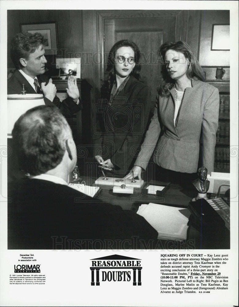 1991 Press Photo Kay Lenz Guest Stars In Reasonable Doubts With Tess Kaufman - Historic Images