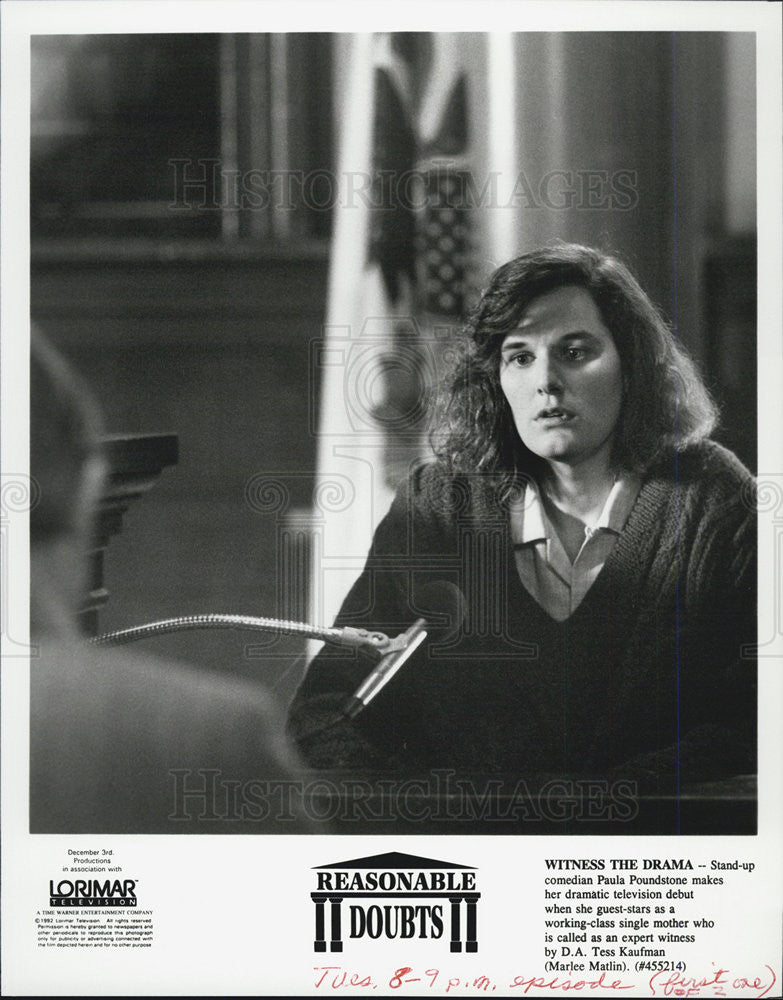 1992 Press Photo Paula Poundstone in &quot;Reasonable Doubts&quot; - Historic Images