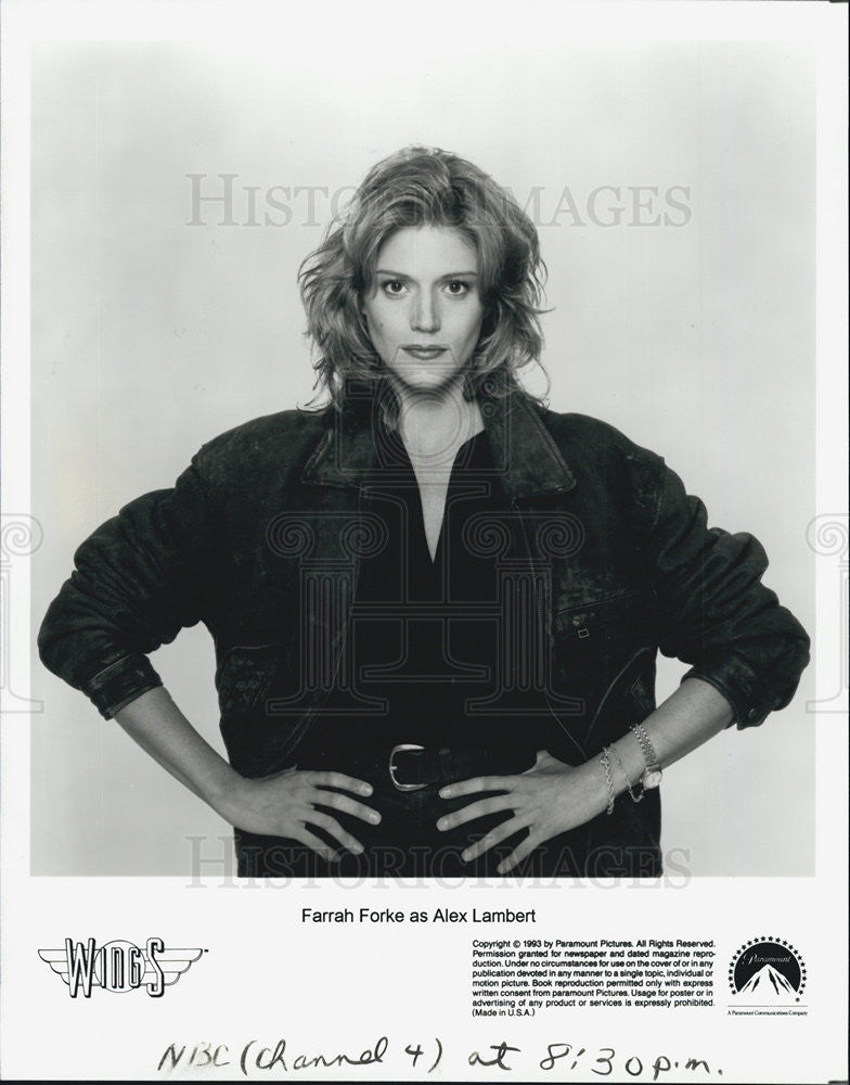 1993 Press Photo Wings Series Actress Farrah Forke Character Portrait - Historic Images