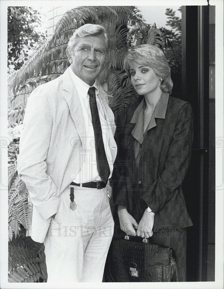 1987 Press Photo Andy Griffith And Lori Lethin In NBC Television Show Matlock - Historic Images