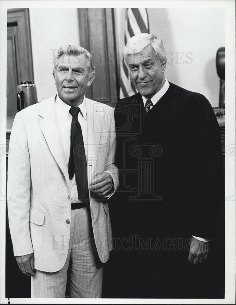 1987 Press Photo Matlock Guest Stars Dick Van Dyke And Andy Griffith-The Judge - Historic Images