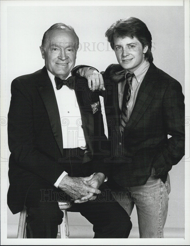 1986 Press Photo Bob Hope Michael J. Fox Family Ties Anniversary Celebration - Historic Images