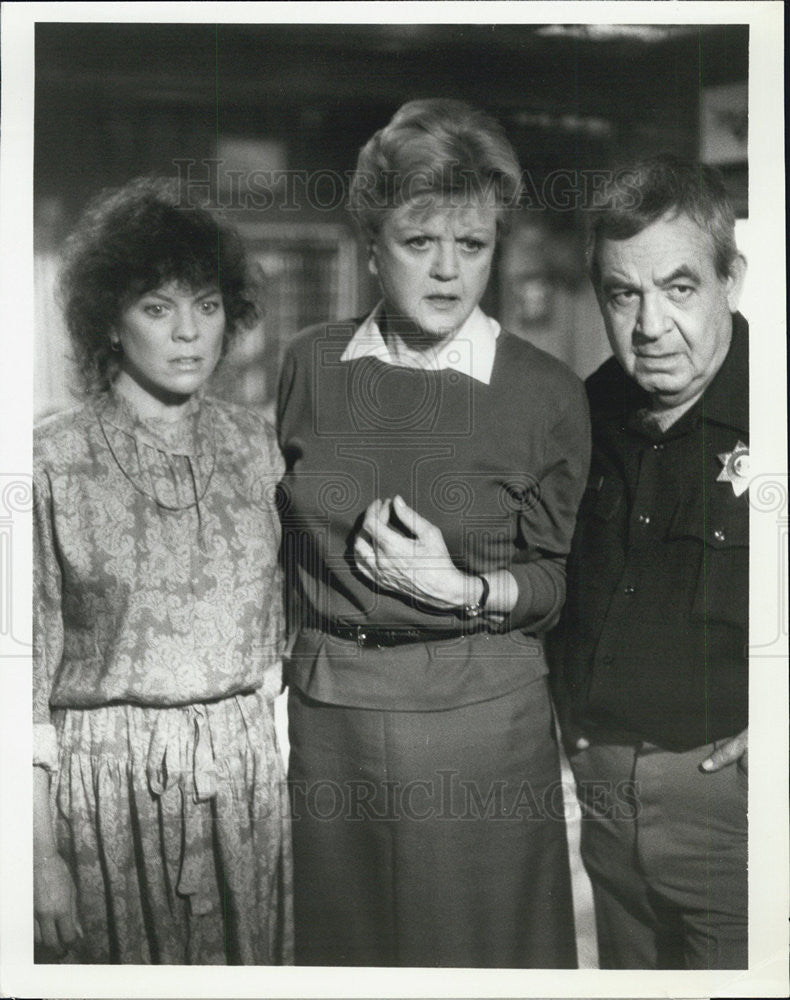 1986 Press Photo Angela Lansbury, Tom Bosley, Erin Moran, in &quot;Murder She Wrote&quot; - Historic Images