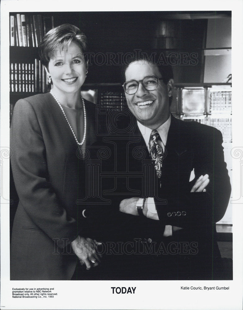 1993 Press Photo Katie Couric And Bryant Gumbel Host NBC Television Today Show - Historic Images