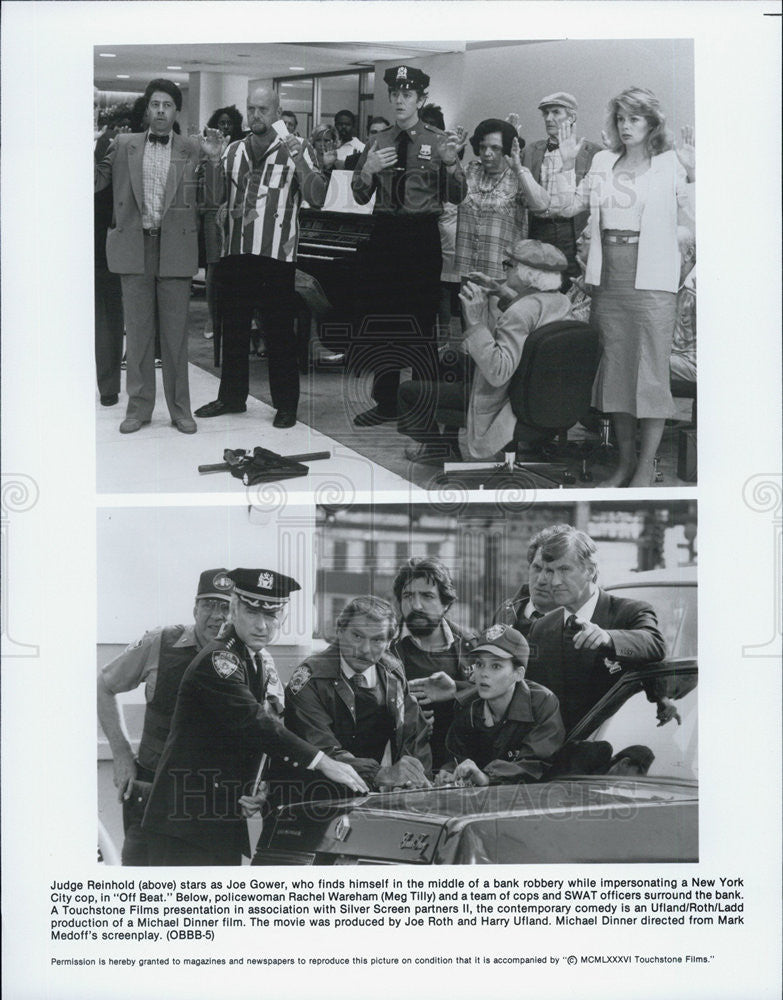 1986 Press Photo of scenes from the film &quot;Off Beat&quot; with Judge Reinhold - Historic Images