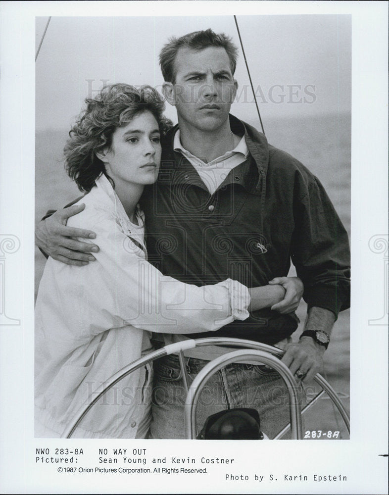 1987 Press Photo Actors Sean Young And Kevin Costner Starring In "No Way Out" - Historic Images