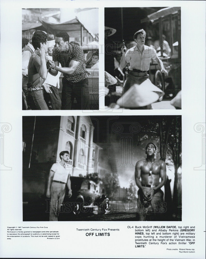 1988 Press Photo Actors Willem Dafoe And Gregory Hines Starring In &quot;Off Limits&quot; - Historic Images