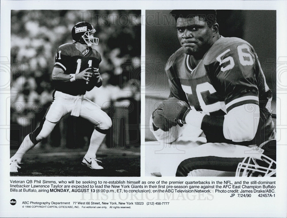 Phil Simms And Lawrence Taylor Of Giants In 2 Pics AFC E Champ