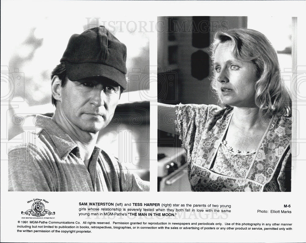 1991 Press Photo Sam Waterston and Tess Harper, The Man in The Moon - Historic Images