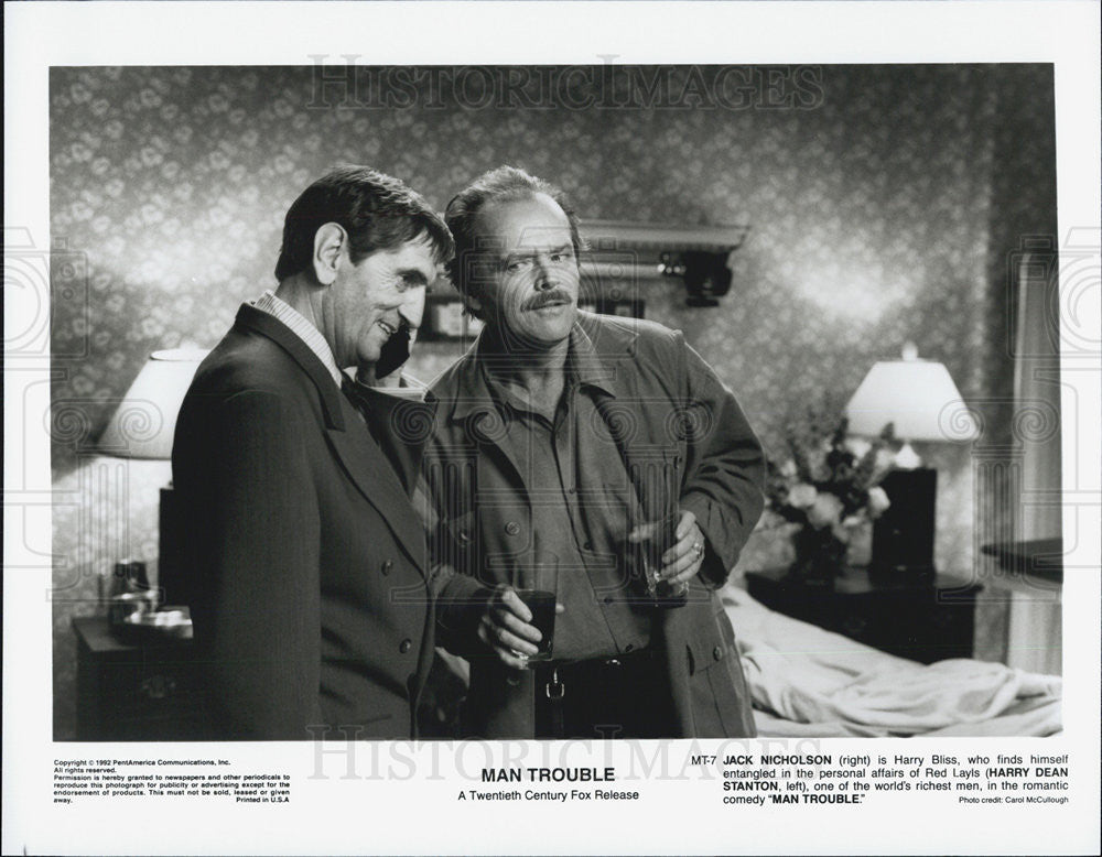 1992 Press Photo Jack Nicholson, Harry Dean in &quot;Man Trouble&quot; - Historic Images