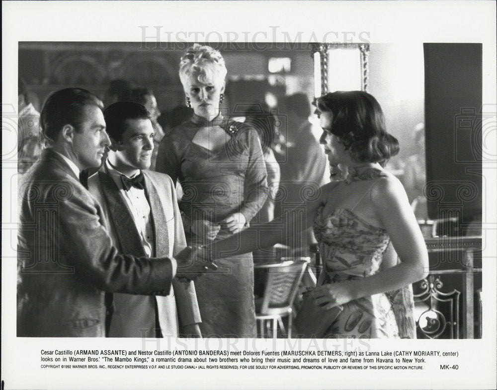 1992 Press Photo Actors Armand Assante, Antonio Banderas, Maruschka Detmers - Historic Images