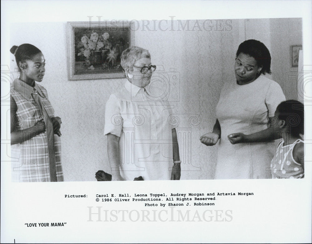 1986 Press Photo Actors Carol Hall, Leona Toppel, Audrey Morgan, Artavia Morgan - Historic Images