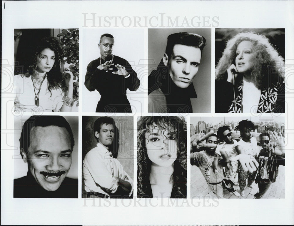 1991 Press Photo Performers MC Hammer Estefan Vanilla Ice Bette Midler Living - Historic Images