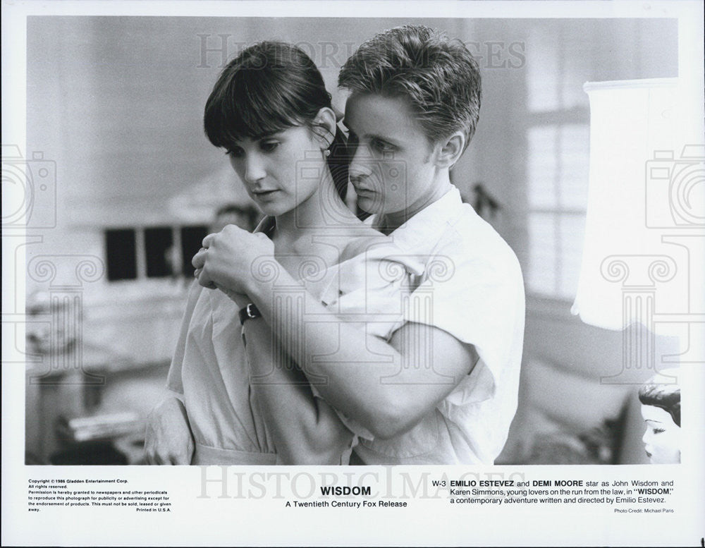 Press Photo Actors Emilio Estevez Demi Moore Wisdom - Historic Images