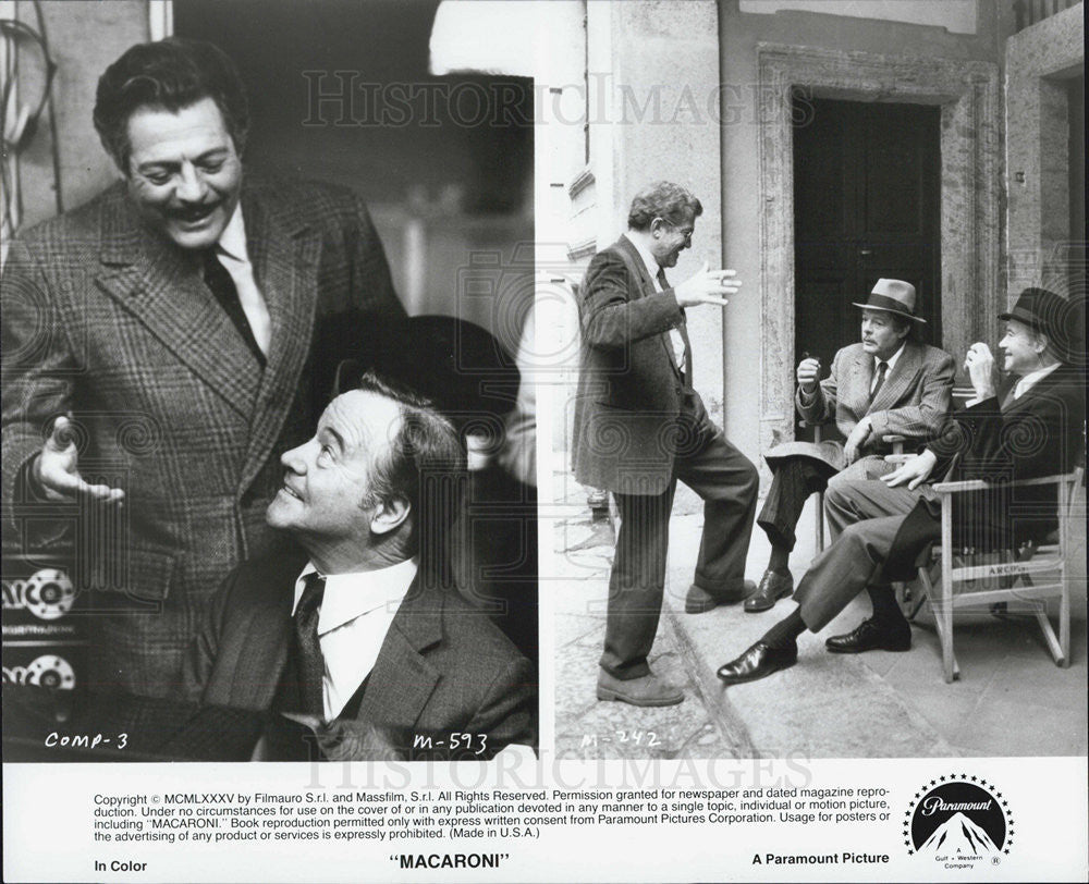 1985 Press Photo Actor Jack Lemmon and Marcello Mastroianni - Historic Images