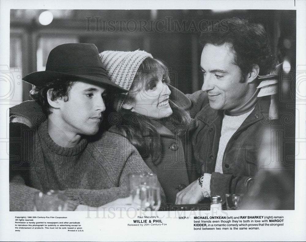Press Photo of Actress Mrgot Kidder with two leading man in &quot;Willie and Phil&quot; - Historic Images