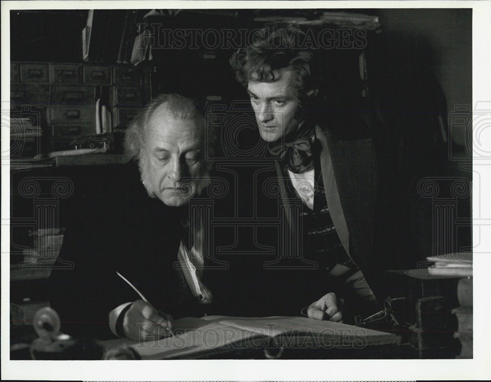 1986 Press Photo Actor George C Scott and David Warner - Historic Images