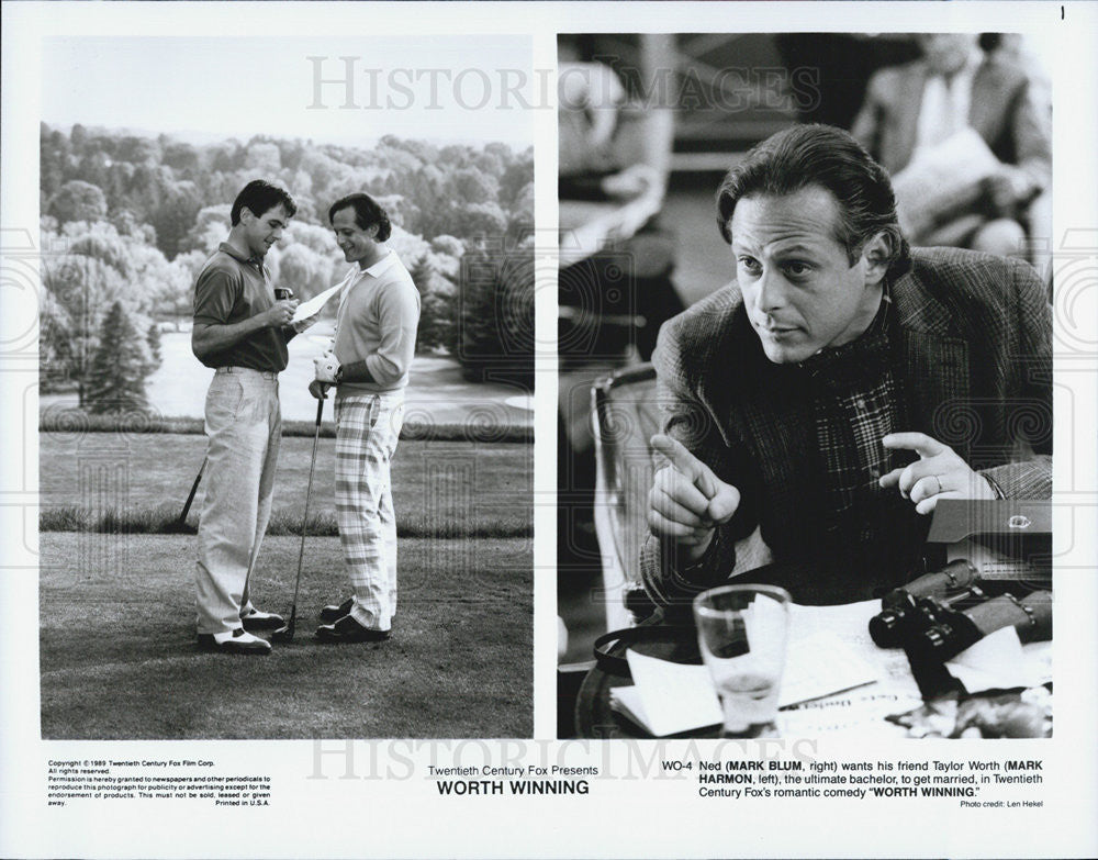 1989 Press Photo Mark Blum & Mark Harmon in "Worth Winning" - Historic Images