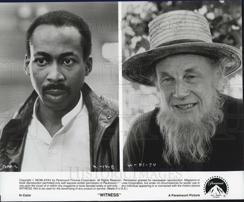 1985 Press Photo Brent Jennings Actor Jan Rubes Witness Drama Film Movie - Historic Images