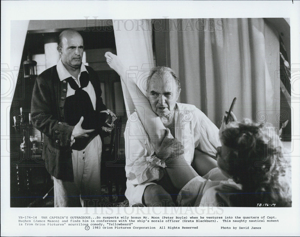 1983 Press Photo Peter Boyle, James Mason &amp; Greta Blackburn in &quot;Yellowbird&quot; - Historic Images