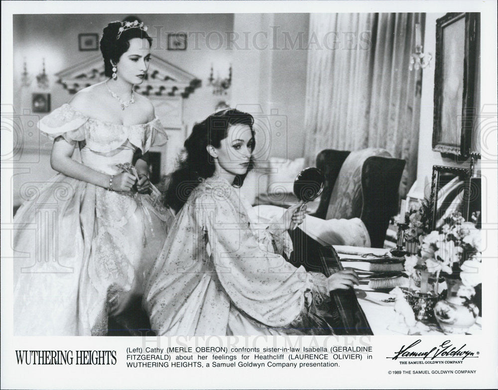 1989 Press Photo of Bristis Actress Merle Oberon and Geraldine Fitzgerald. - Historic Images