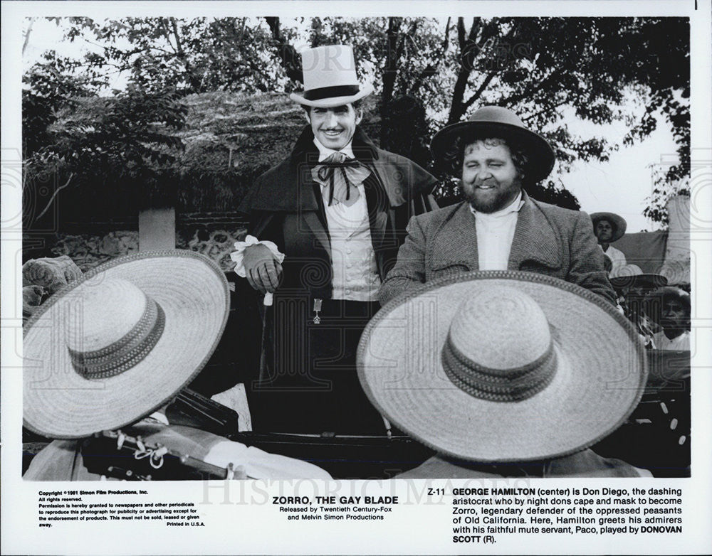 1981 Press Photo George Hamilton in &quot;Zorro, The Gay Blade&quot; - Historic Images