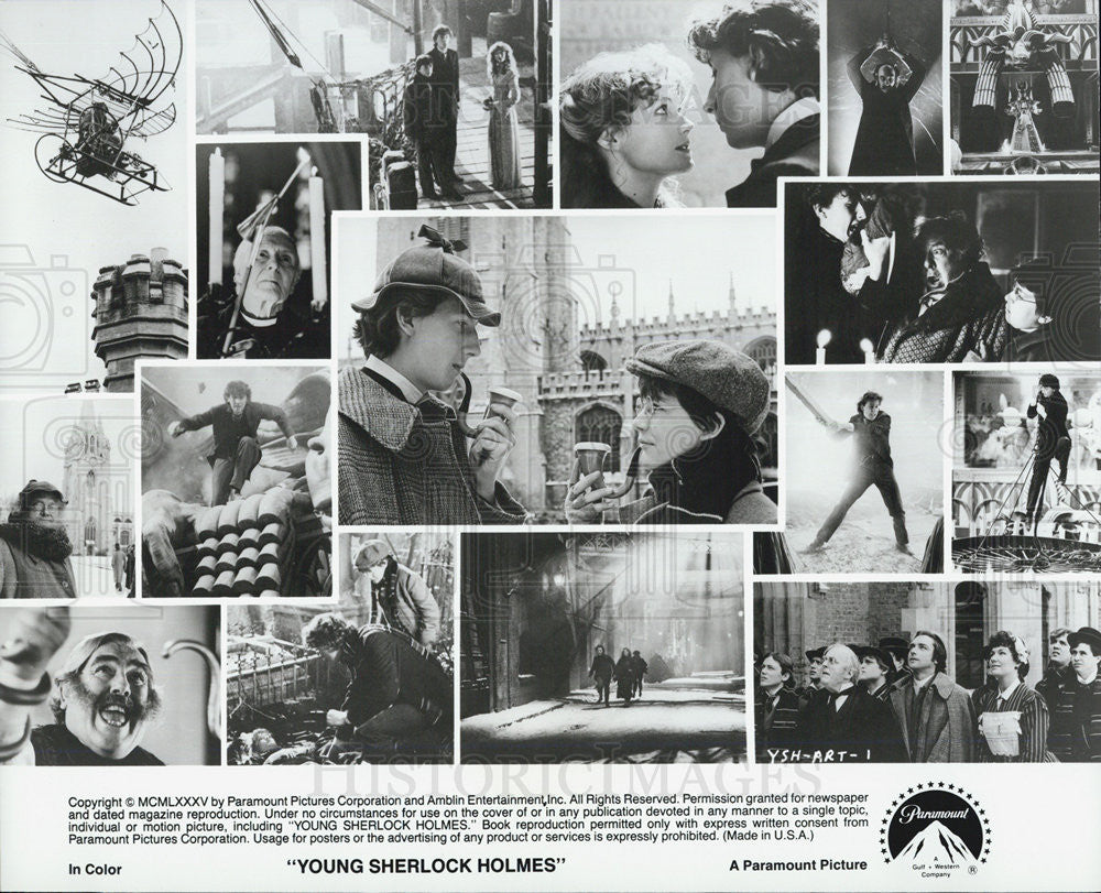 1985 Press Photo Scenes from  &quot;Young Sherlock Holmes&quot; - Historic Images