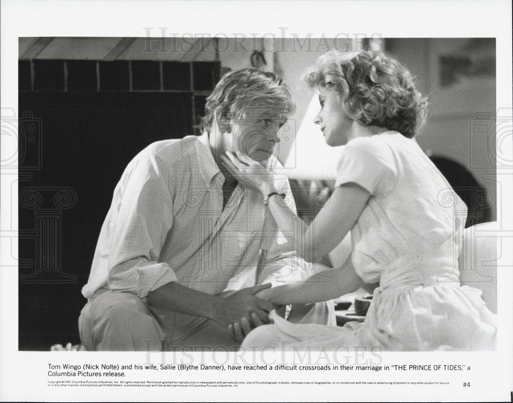 1991 Press Photo Nick Nolte and Blythe Danner Star In &quot;The Prince of Tides&quot; - Historic Images