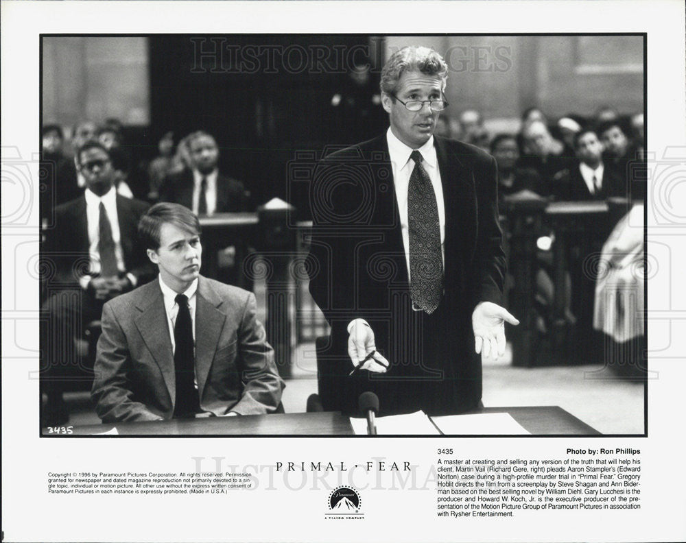 1996 Press Photo Primal Fear Richard Gere Edward Norton - Historic Images