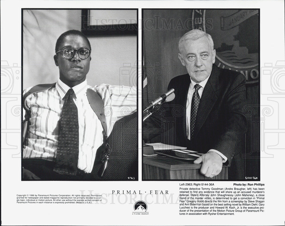 Press Photo John Mahoney and Andre Braugher in Primal Fear - Historic Images