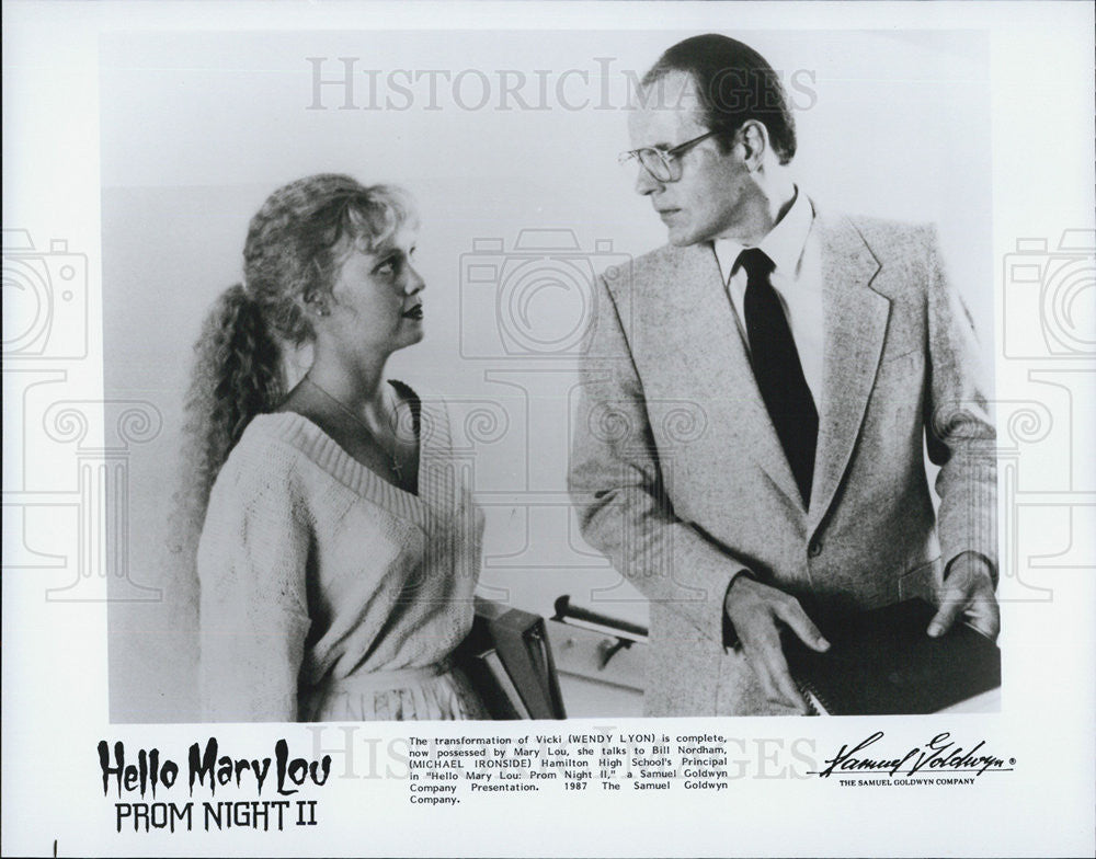 1987 Press Photo Wendy Lyon &amp; Michael Ironside in &quot;Hello Mary Lou: Prom Night II - Historic Images